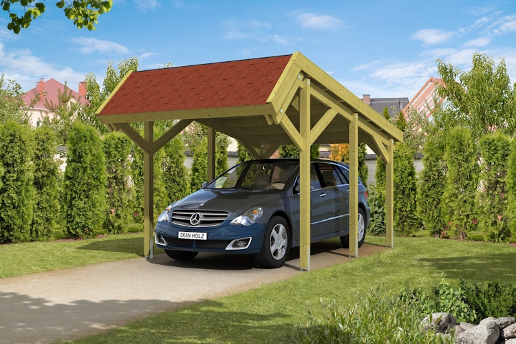 Skan Holz Harz - Pultdach Einzelcarport aus Nadelholz Breite 321 cm