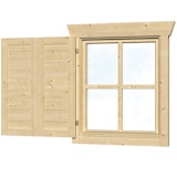 Skan Holz Fensterläden für 28 mm Blockbohlenhäuser Einzelfenster einseitig Skan Holz Fensterläden für 28 mm Blockbohlenhäuser Einzelfenster einseitigZubehörbild