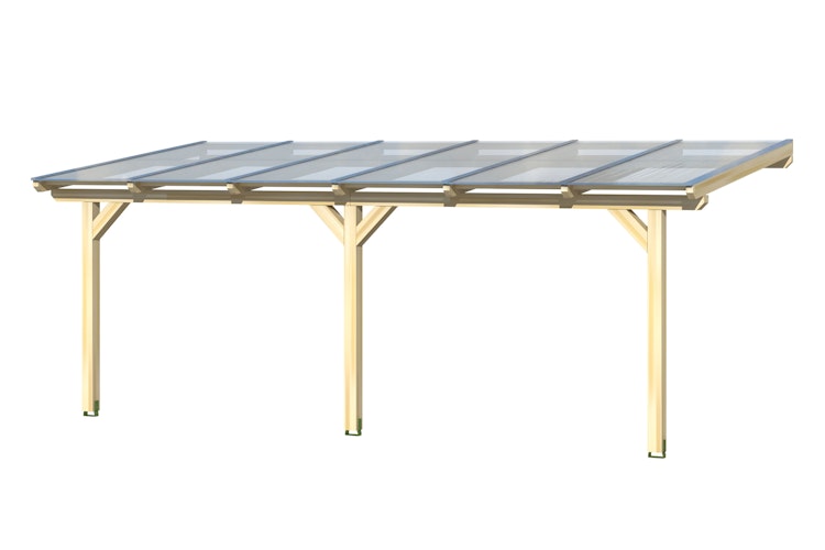 Skan Holz Terrassenüberdachung Bormio - Leimholz Aktionsangebot mit Dachplatten in bronze