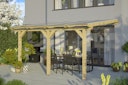 Vorschaubild Skan Holz Terrassenüberdachung Bormio - Leimholz Aktionsangebot mit Dachplatten in bronze