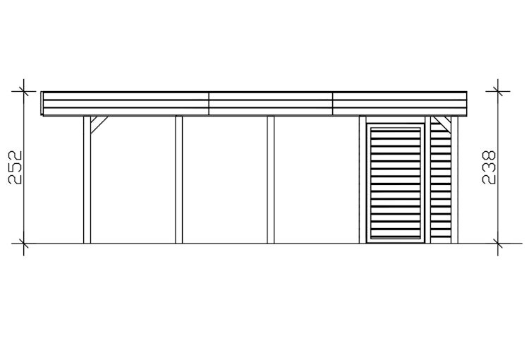 Skan Holz Doppelcarport Friesland 546x708 cm mit Abstellraum Set D