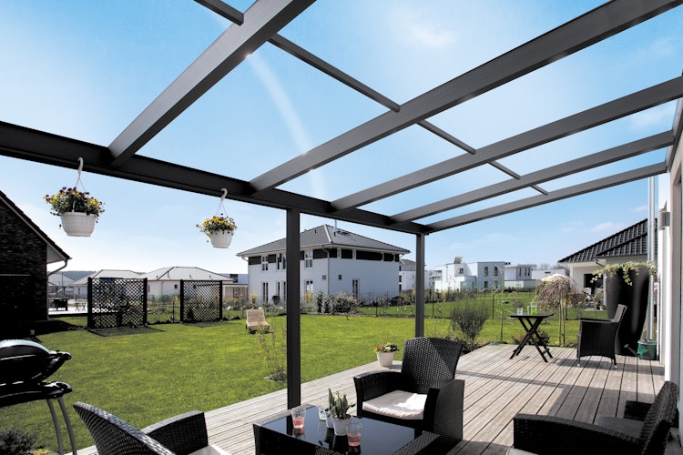 Skan Holz Aluminium Terrassenüberdachung Monza Breite 541 cm
