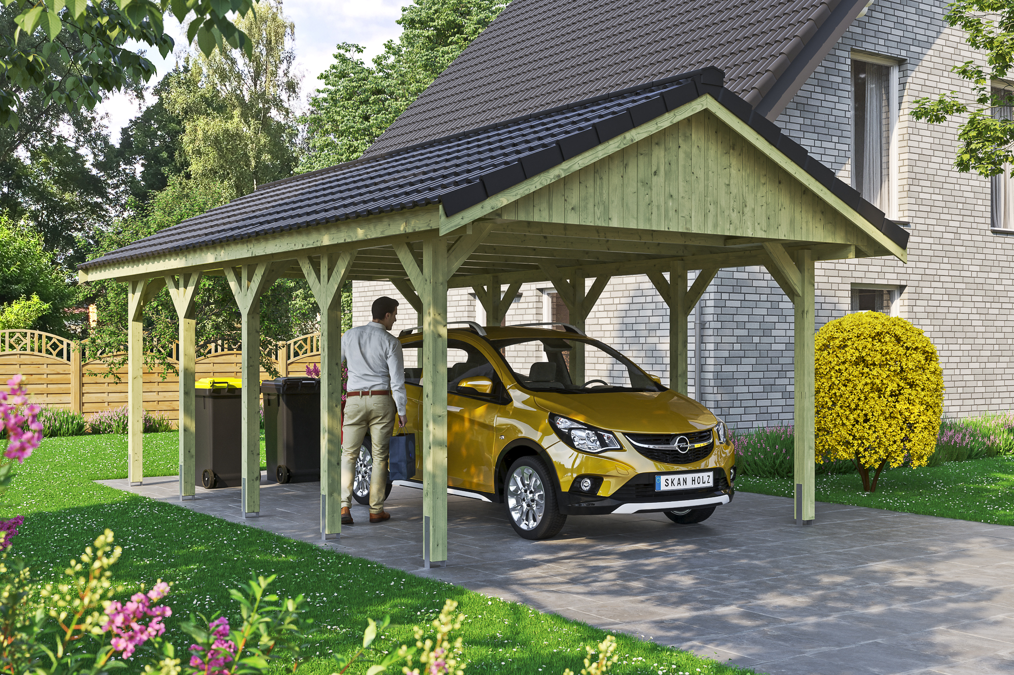 Skan Holz Wallgau - Satteldach Einzelcarport Breite 430 cm