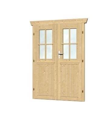 Skan Holz Doppeltür halbverglast für 28 mm Blockbohlenhäuser (A)