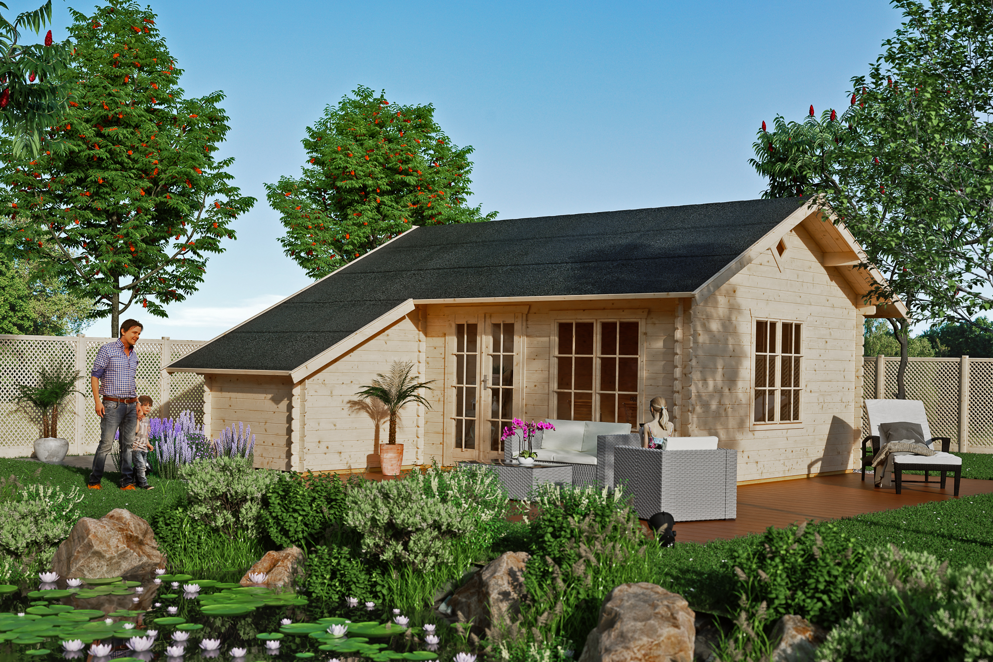 Skan Holz 45 mm Gartenhaus Esbjerg/Freizeithaus 3