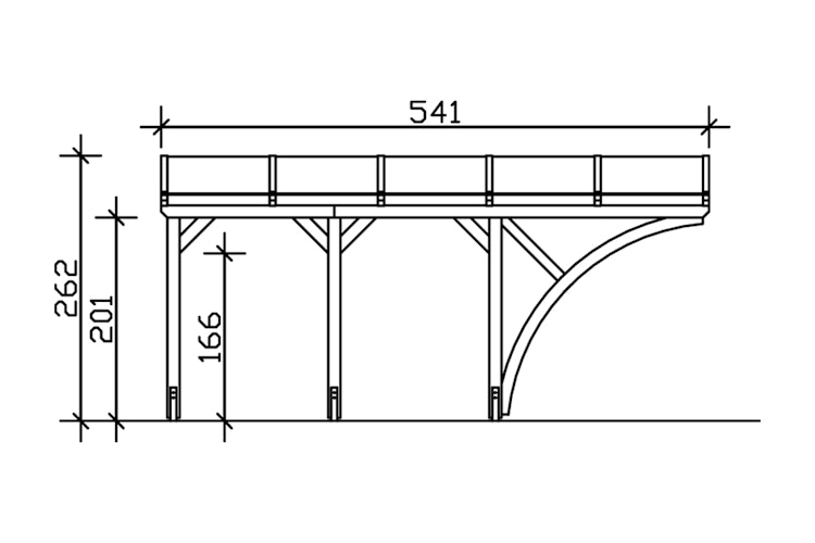 Skan Holz Wandanbau-Carport Eifel mit Einfahrtsbogen 300 x 541 cm