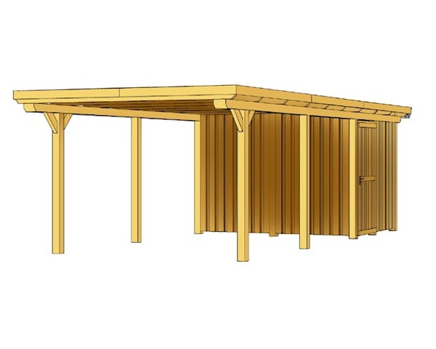 Skan Holz Emsland - Flachdach Doppelcarport aus Leimholz Breite 613 cm
