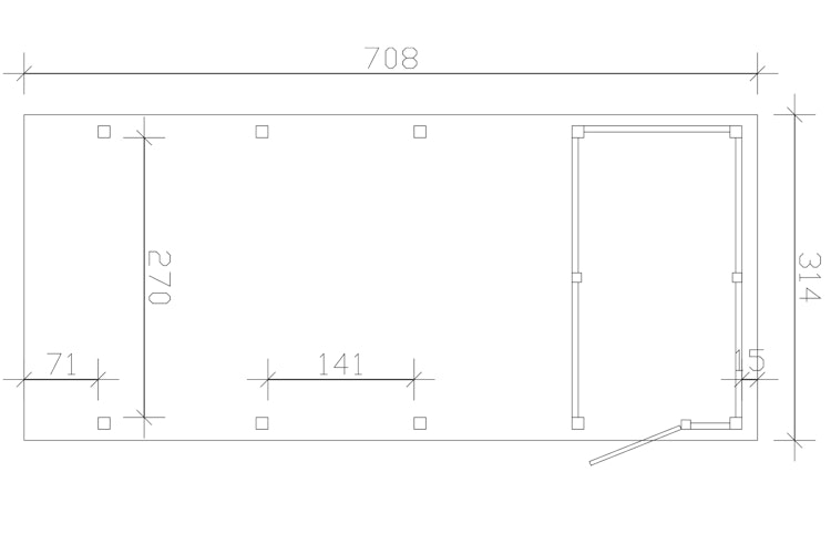 Skan Holz Carport Friesland Hybrid Set 12 314x708 cm inkl. Abstellraum