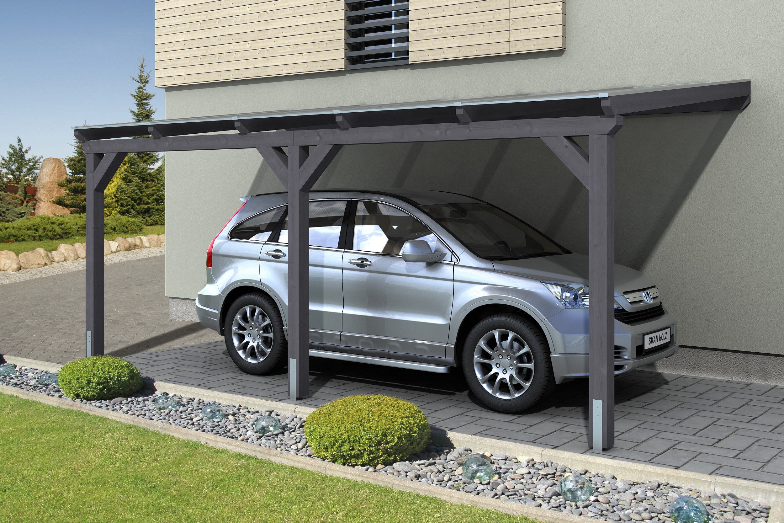 Skan Holz Wandanbau-Carport Vogtland 300 x 541 cm