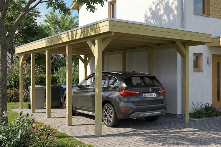 Skan Holz Friesland - Flachdach Carport aus Nadelholz Breite 320 cm