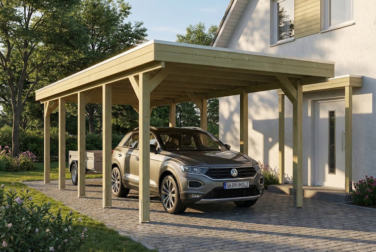 Skan Holz Friesland - Flachdach Carport aus Nadelholz Breite 320 cm