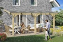 Vorschaubild Skan Holz Terrassenüberdachung Bormio - Leimholz Aktionsangebot mit Dachplatten in bronze