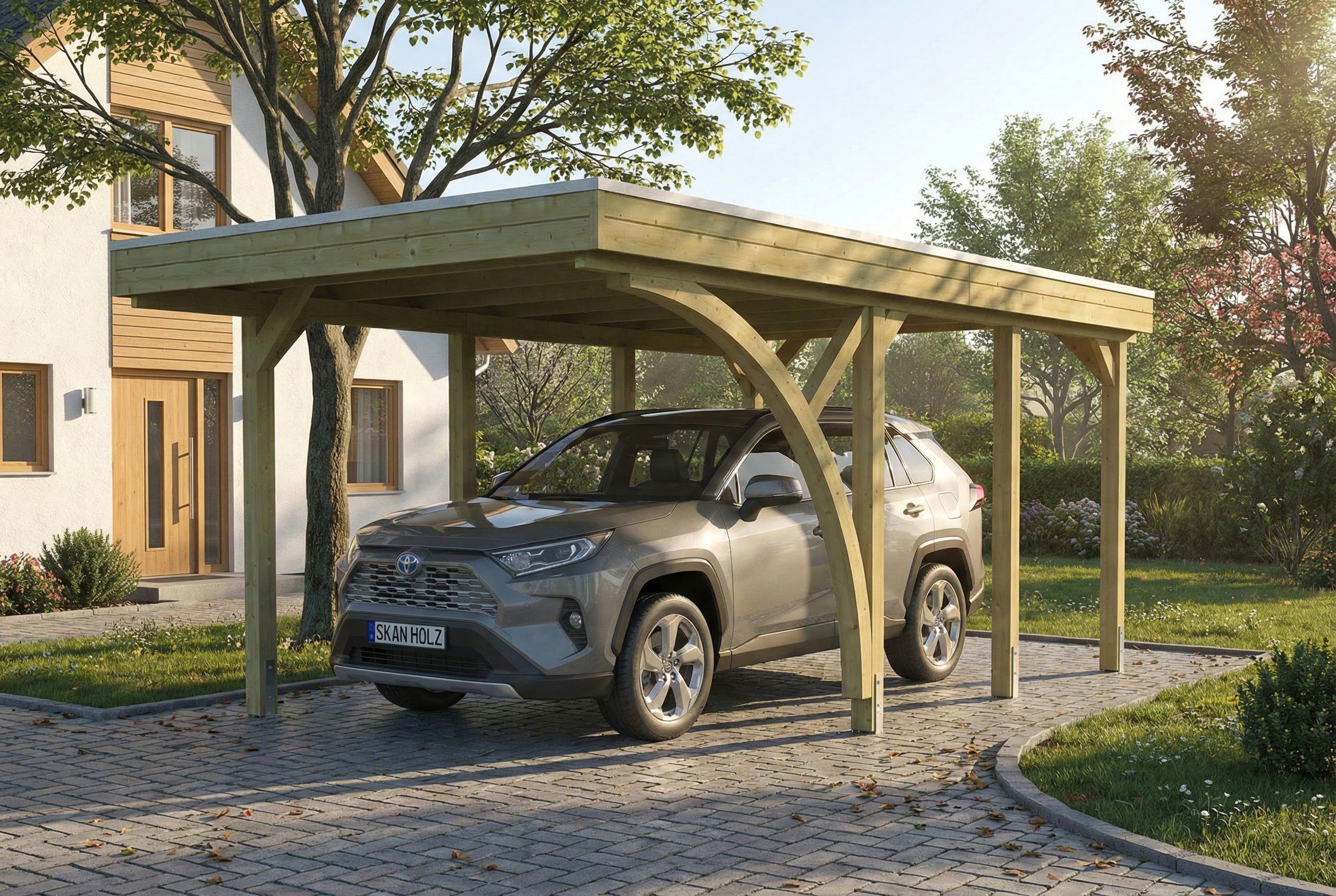 Skan Holz Carport Friesland 320x555 cm inkl. 2 Einfahrtsbögen Set F