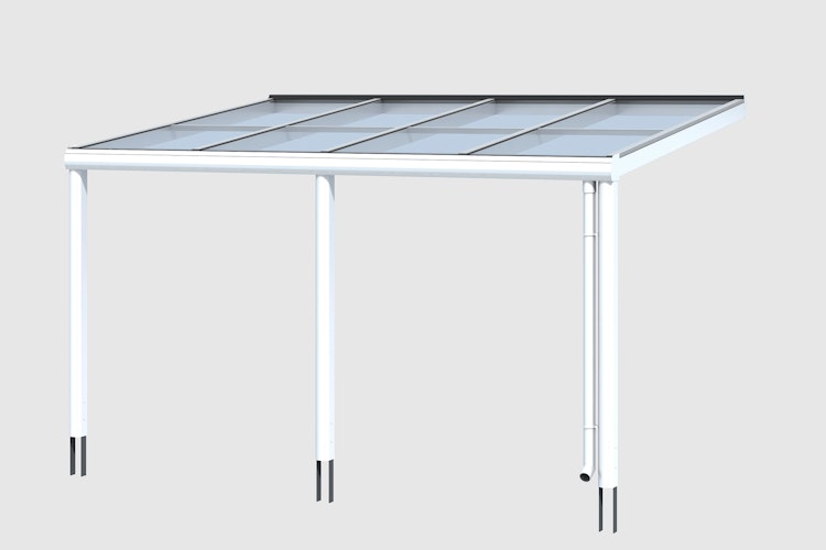 Skan Holz Aluminium Terrassenüberdachung Monza Breite 434 cm mit Echtglas-Dach