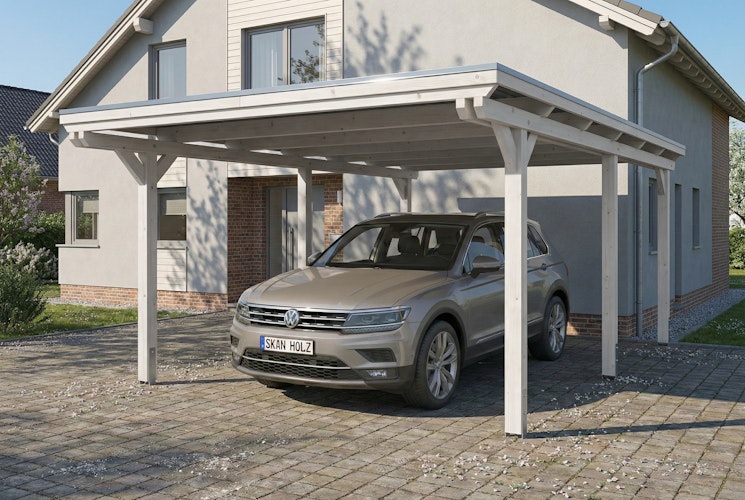 Skan Holz Emsland - Flachdach Carport aus Leimholz Breite 402 cm