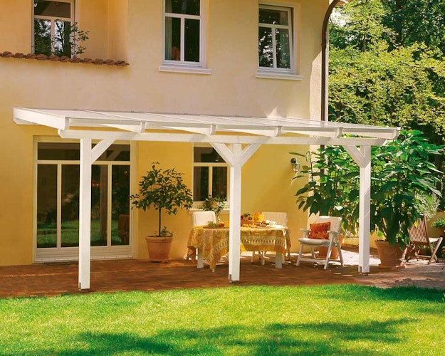 Skan Holz Terrassenüberdachung Andria mit Mittelpfosten Breite 434 cm