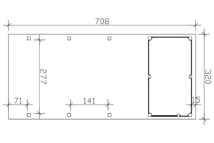 Skan Holz Carport Friesland 320x708 cm mit Abstellraum Set B
