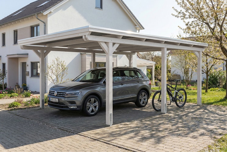 Skan Holz Emsland - Flachdach Carport aus Leimholz Breite 402 cm