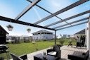 Vorschaubild Skan Holz Aluminium Terrassenüberdachung Modena Breite 434 cm mit Echtglas-Dach