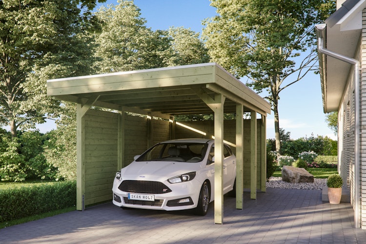 Skan Holz Carport Friesland 314x555 cm inkl. Rück- und Seitenwände Sparset 1