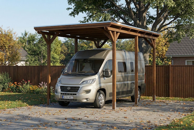 Skan Holz Emsland - Flachdach Caravan-Carport aus Leimholz Breite 402 cm
