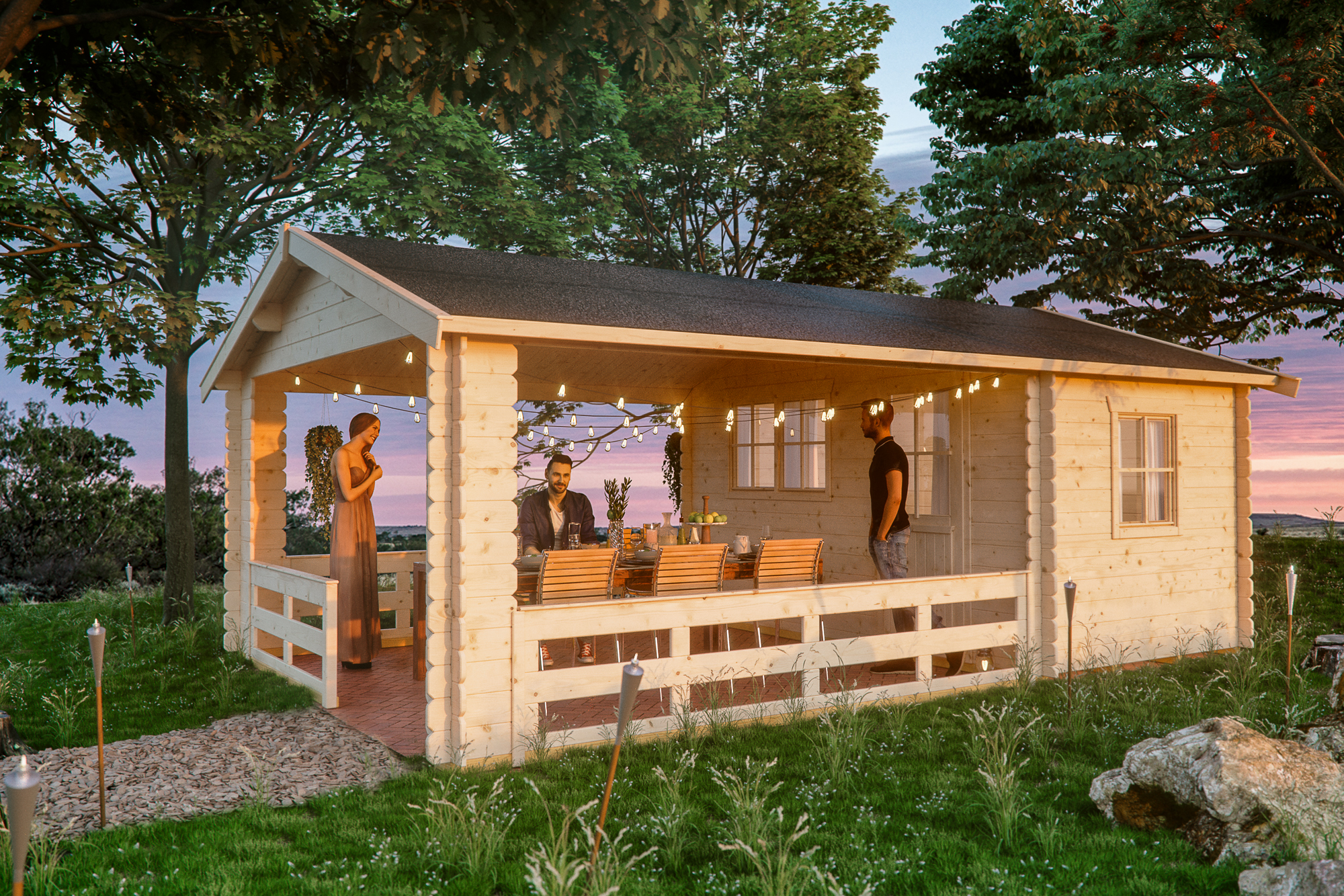 Skan Holz 28 mm Gartenhaus Terrassenhaus 28 / Alicante