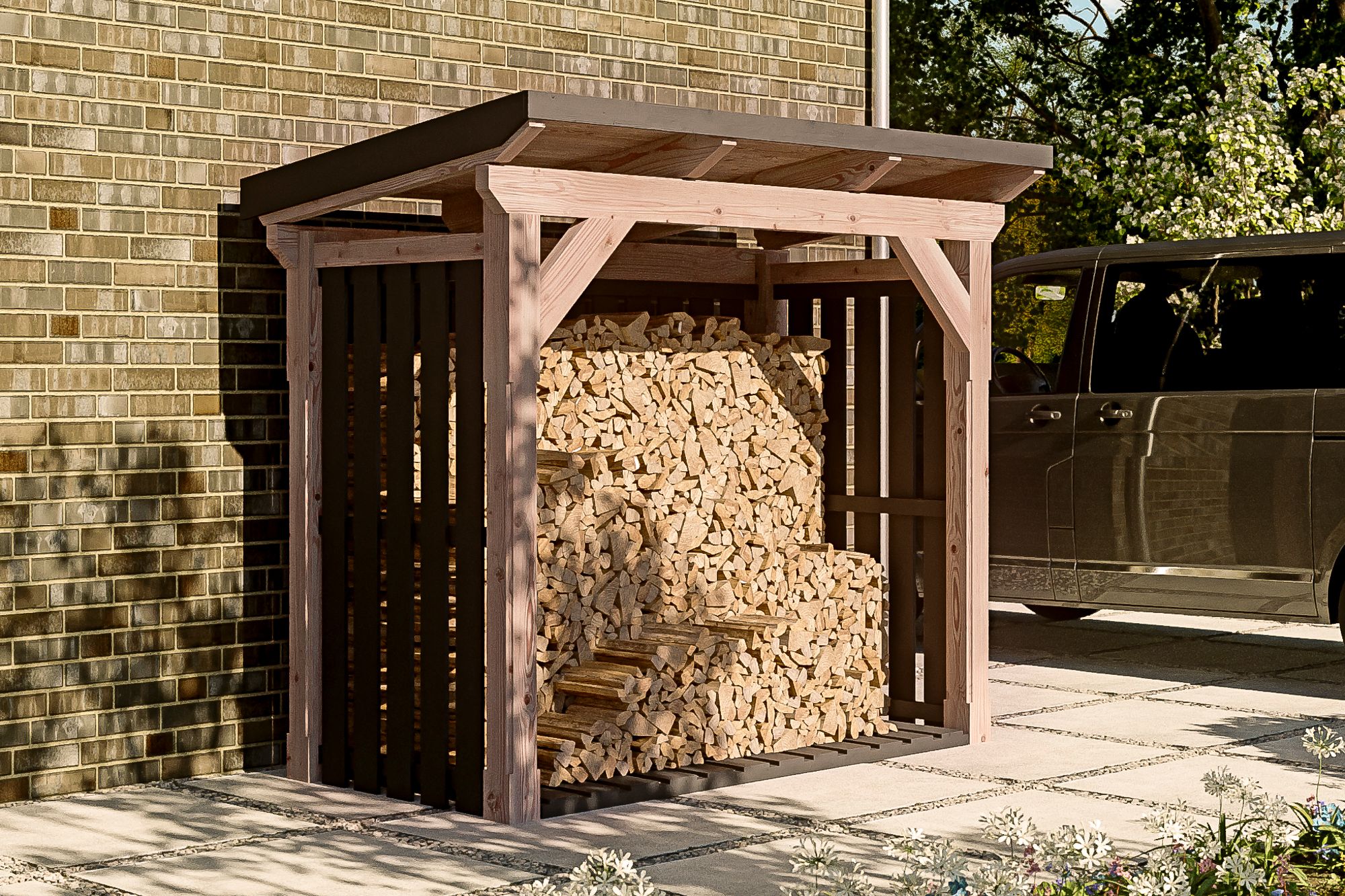 Skan Holz Holzunterstand Kaminholzlager Holm 1