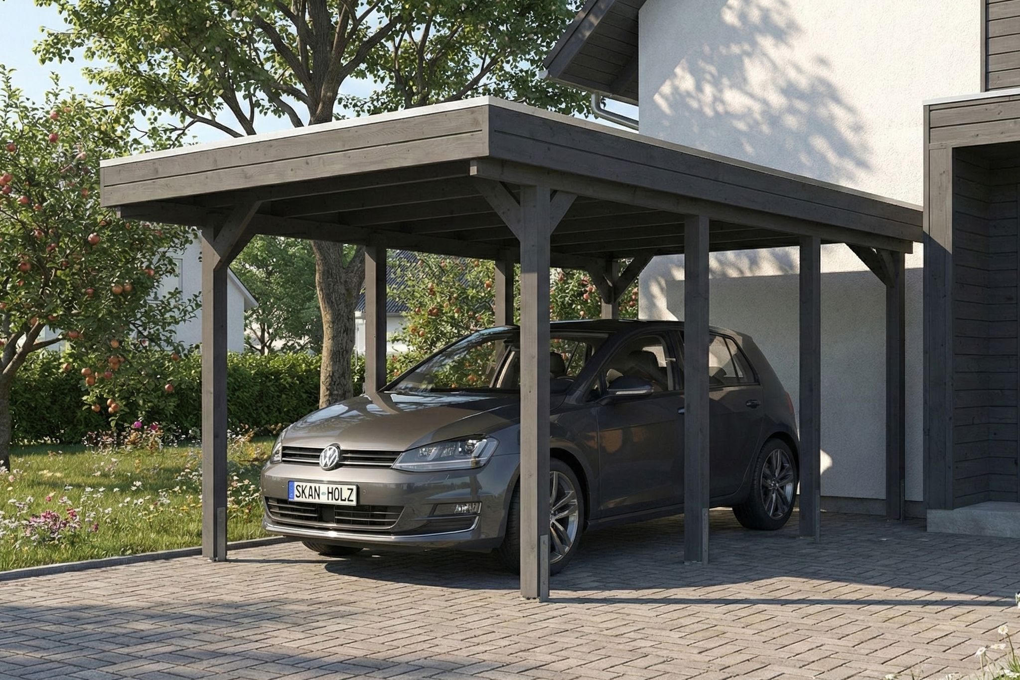 Skan Holz Friesland - Flachdach Carport aus Nadelholz Breite 320 cm