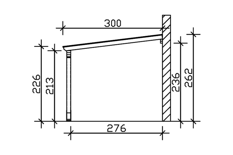 Skan Holz Wandanbau-Carport Eifel mit Einfahrtsbogen 300 x 541 cm