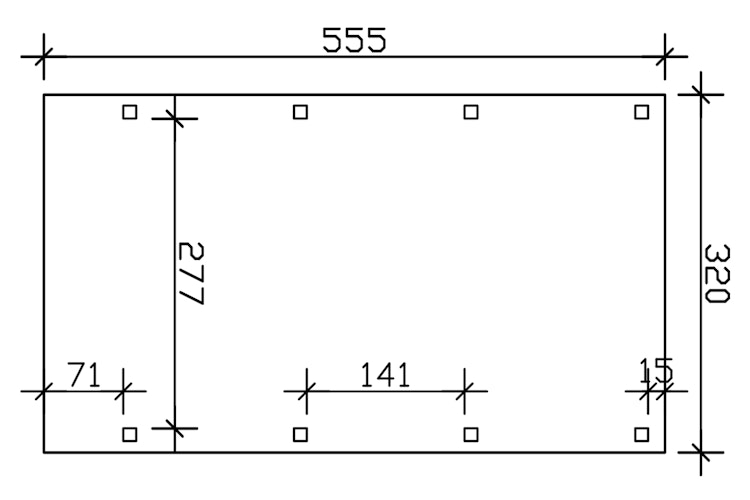Skan Holz Friesland - Flachdach Carport aus Nadelholz Breite 320 cm