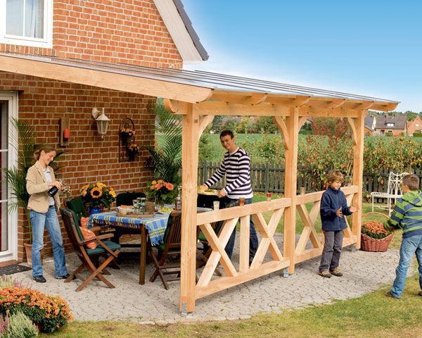 Skan Holz Terrassenüberdachung Rimini Douglasie mit Mittelpfosten Breite 648 cm