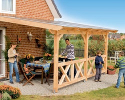 Skan Holz Terrassenüberdachung Rimini aus Douglasie mit Mittelpfosten Breite 434 cm