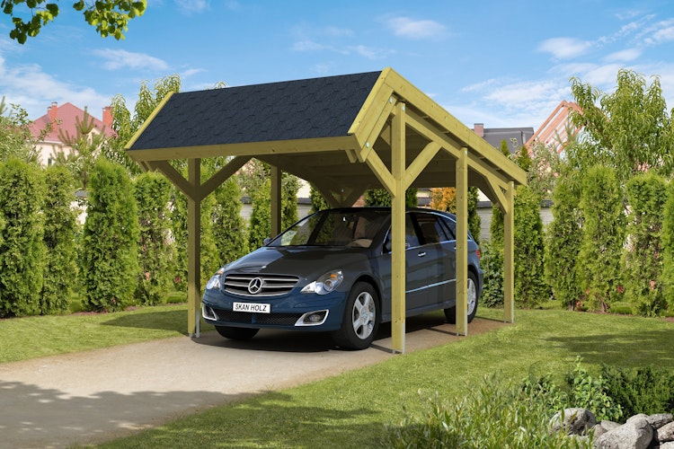 Skan Holz Harz - Pultdach Einzelcarport aus Nadelholz Breite 321 cm