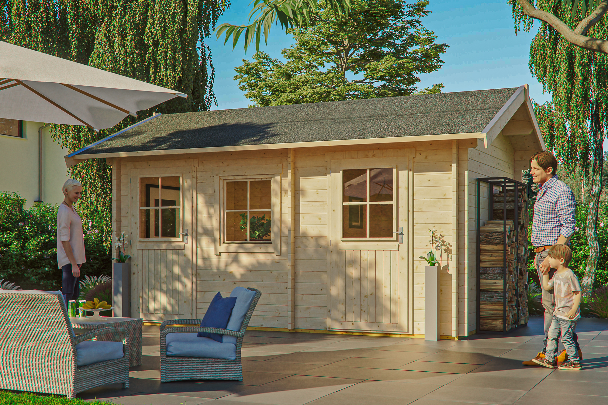 Skan Holz 45 mm Blockbohlenhaus Lausanne