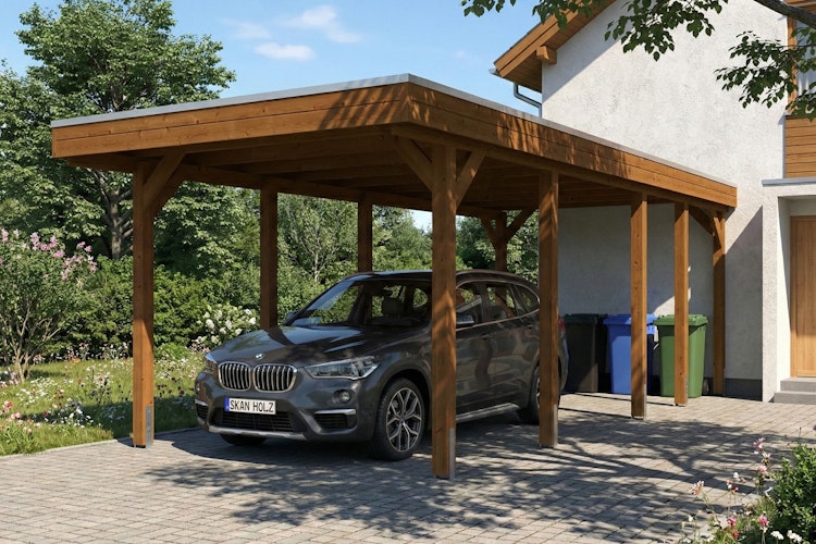 Skan Holz Friesland - Flachdach Carport aus Nadelholz Breite 320 cm