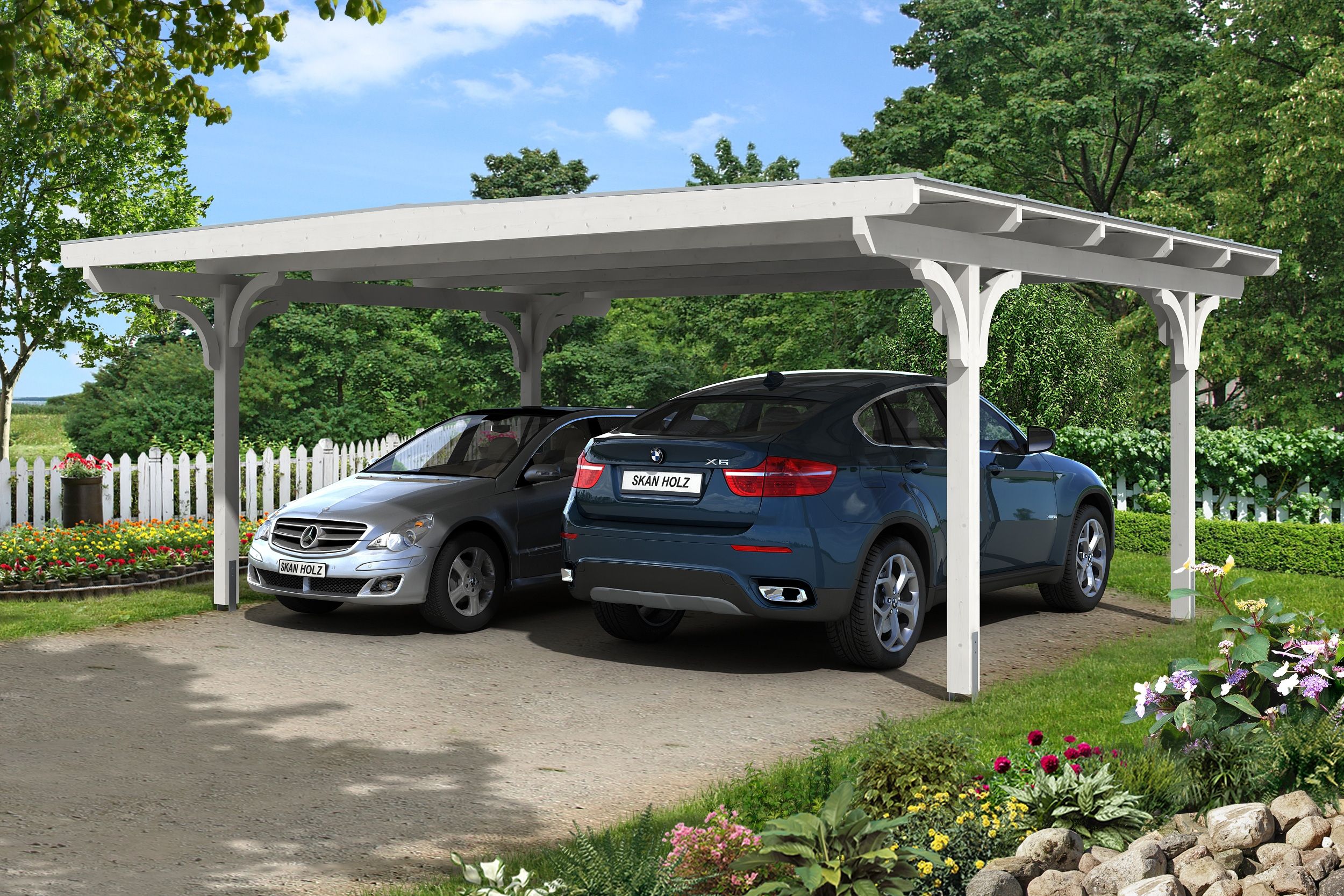 Skan Holz Odenwald - Design Doppel Carport aus Leimholz Breite 640 cm