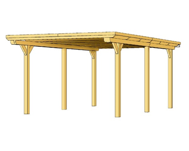 Skan Holz Emsland - Flachdach Doppelcarport aus Leimholz Breite 613 cm