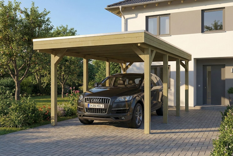 Skan Holz Friesland - Flachdach Carport aus Nadelholz Breite 320 cm