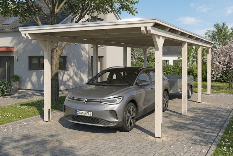 Skan Holz Emsland - Flachdach Carport aus Leimholz Breite 340 cm