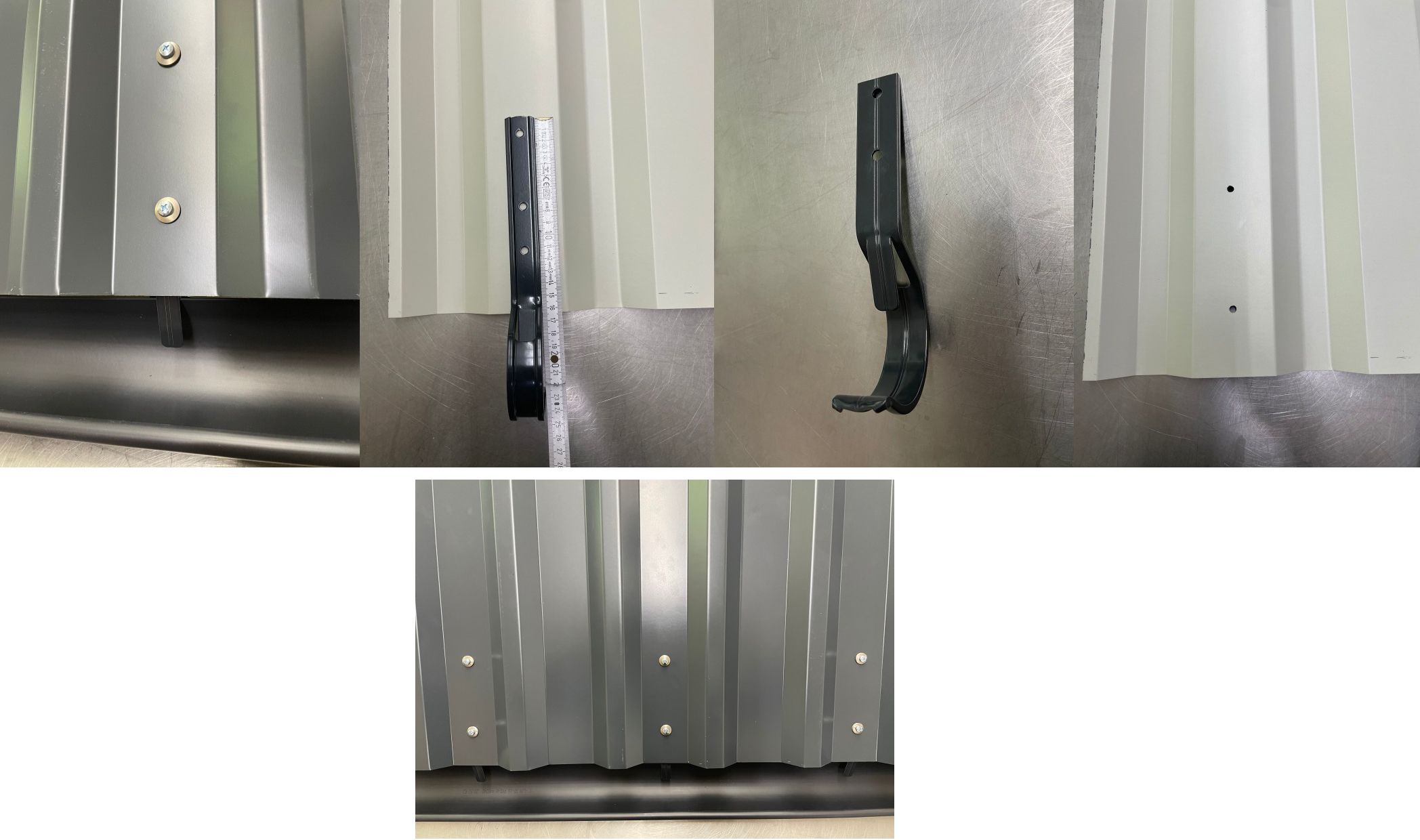 Dachrinnen Montage-Set für Metalldächer (verwendbar in Verbindung mit Dachrinnensets mit Rinneisen)
