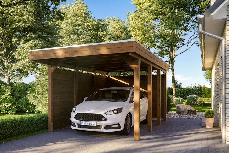 Skan Holz Carport Friesland 314x555 cm inkl. Rück- und Seitenwände Sparset 1