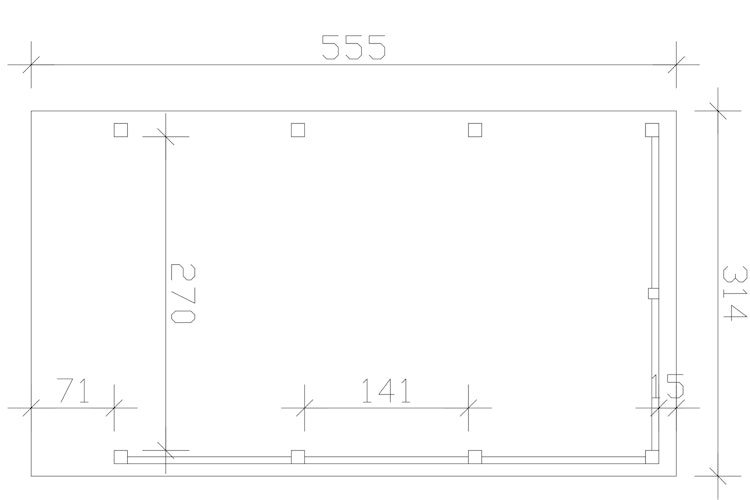Skan Holz Carport Friesland Hybrid Set 11 314x555 cm inkl. Rück- und Seitenwände aus Aluminium