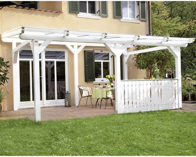 Skan Holz Sanremo aus Leimholz ohne Mittelpfosten Breite 648 cm freistehende Terrassenüberdachung