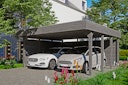 Vorschaubild Skan Holz Carport Friesland 557x555 cm inkl. Rück- und Seitenwände Sparset 3