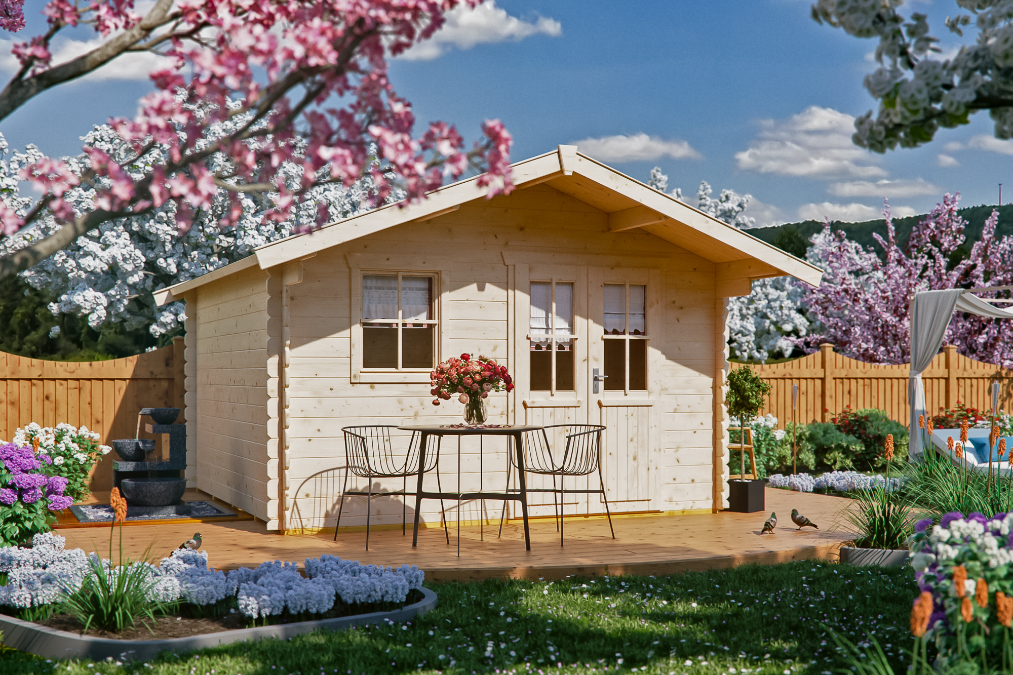 Skan Holz 28 mm Gartenhaus Malaga