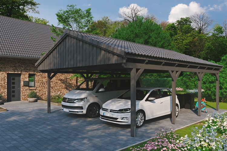 Skan Holz Fichtelberg - Satteldach Einzelcarport Breite 618 cm