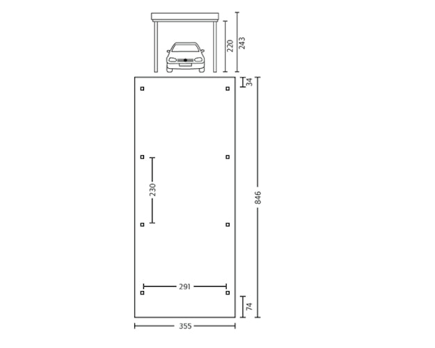 Skan Holz Spessart- Flachdach Einzelcarport aus Leimholz Breite 355 cm